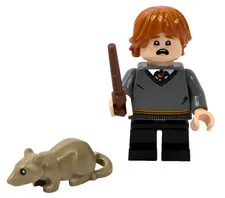 LEGO Harry Potter Ron Weasley w/ Wand & Scabbers Rat Minifigure Set #75954