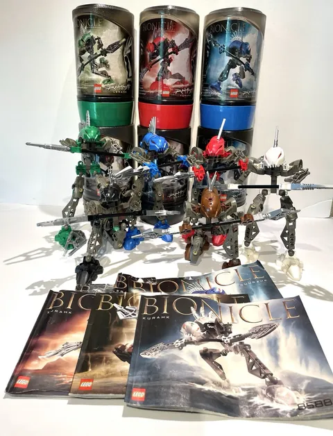 LEGO BIONICLE 2003 Set of 6 Rahkshi w Manuals & Cannisters 8587-8592