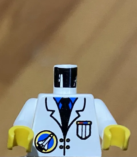 LEGO Space Launch Control Engineer Worker Minifig Torso, White Coat, Black Tie