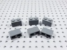 LEGO Lot of 6 Dark Bluish Gray 1x2 Modified Bricks w/ Grille Profile BE