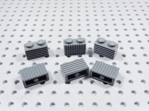 LEGO Lot of 6 Dark Bluish Gray 1x2 Modified Bricks w/ Grille Profile BE