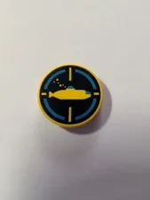 Lego Yellow 2x2 Round Flat Submarine Print Vintage 4150