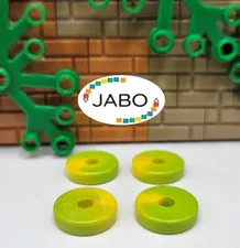 (S12 / 19 / 4) LEGO 4x 53993pb01 Projectile Disk 2x2 Lime Marbled