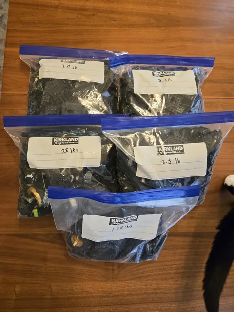10.5lbs black LEGO bricks bulk
