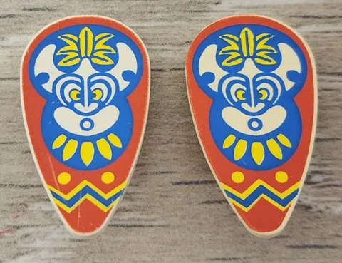 Lego 2586px10 White Minifigure Shield Oval Islanders Mask Pattern Lot Of 2 READ