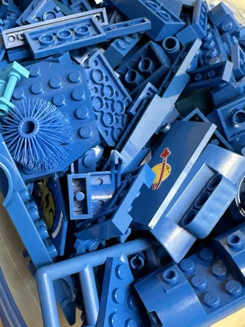 LEGO Bulk lot 2.4 Pounds Blue Bricks Blocks Various Pieces City Town