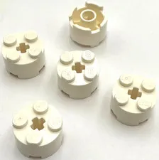Lego 5 New White Bricks Building Blocks Round 2 x 2 with Axle Hole Parts