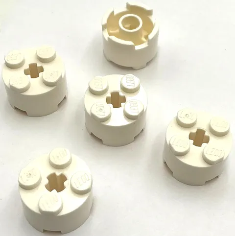 Lego 5 New White Bricks Building Blocks Round 2 x 2 with Axle Hole Parts