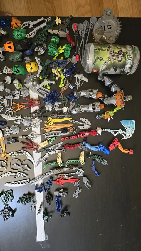 LEGO BIONICLE Bulk Lot Parts Pieces Masks Weapons w/ Canister 8567 Empty