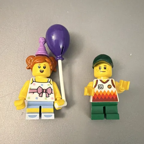 LEGO Minifigures Party Girl w/balloon& Boy Lot of 2