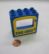 Lego Duplo Blue Fire Chief Window Pane Door Unit Building Block 2X4 Station