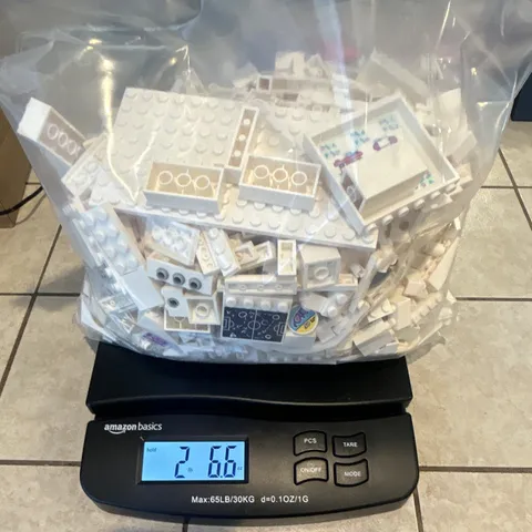 LEGO Bulk Lot White Bricks Plates Tiles Pieces Parts Plastic Bagged