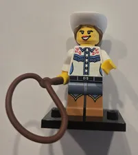 LEGO Series 8 (8833-4) Cowgirl Minifigure with Hat, Rope/Lasso & Base