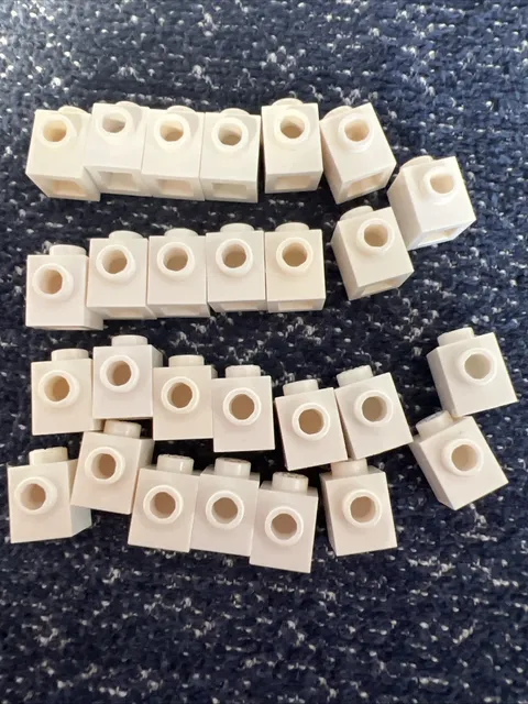 LEGO 87087 White Brick, Modified 1 x 1 with Stud on Side 27 Pieces