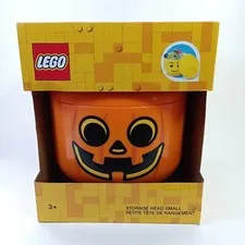 New In Box LEGO HALLOWEEN Orange Pumpkin Storage Head Small 7” 
