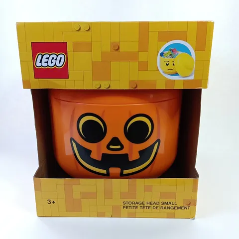 New In Box LEGO HALLOWEEN Orange Pumpkin Storage Head Small 7” 
