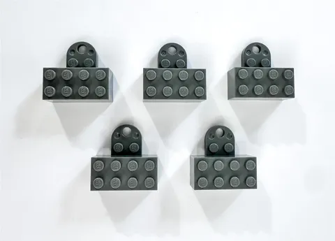 LEGO GRAY GREY 2X4 MAGNET BRICK MINIFIGURE STAND DISPLAY BASE LOT OF 12 NEW