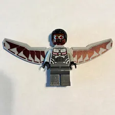 LEGO Minifigure w/ Gray Wings, Red Goggles, Black Hairpiece, Printed Torso