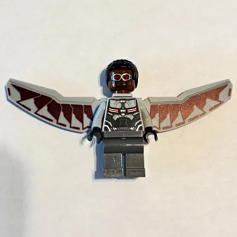 LEGO Minifigure w/ Gray Wings, Red Goggles, Black Hairpiece, Printed Torso