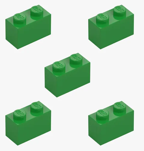 5 New LEGO Bright Green 1x2 Bricks 3004 castle city 2x1 building block 4647553