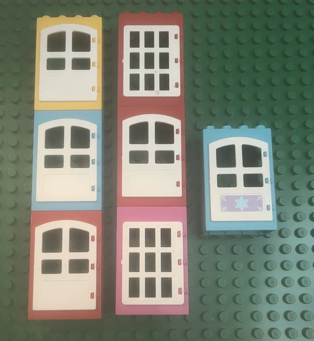Lego Duplo - Lot Of (7) Large 4x2 Hinged Door Doorway Pieces