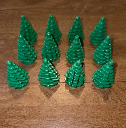 Lego Lot Set of 12 Small Green Lego Pine Spruce Trees Forest Woods pre-owned