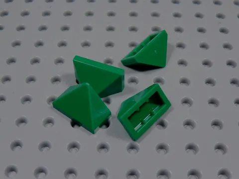 LEGO Lot of 4 Green 2x1 Triple Peak Slopes Bricks BO