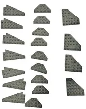 LEGO Dark Grey Wedge Plate Lot of 20 - 3x6 Cut Corner 2419, 6x6 6106, 3x12 Wings