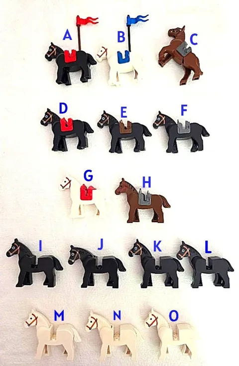 Lego Minifigure Animal Horse pick & Choose White Brown black saddle flags Castle