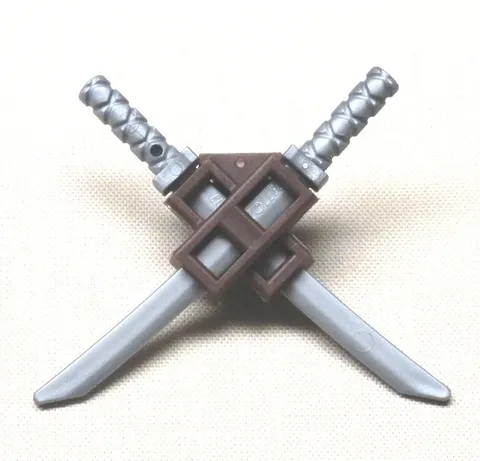 LEGO Dual Scabbard with 2 Silver Katana Swords Silver,white
