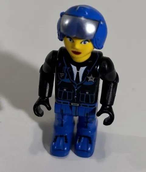 LEGO JACK STONE FIGURE BLUE AND BLACK POLICE LOGO ON BACK (USED EXCELLENT COND)