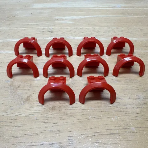 10 Lego Vehicle Mudguard Lot Red (4 x 2-1/2 x 1-2/3) w/Arch Round 50745 Truck