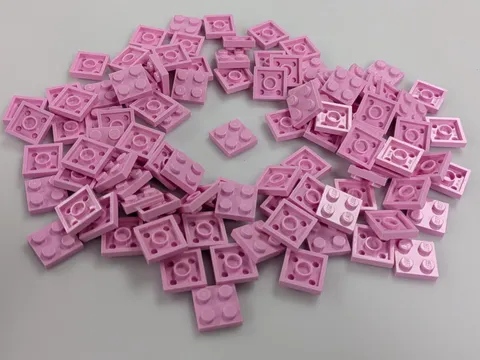 NEW LEGO x100 Bright Pink PLATE 2X2 #3022 Lot Bulk MOC Parts