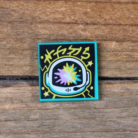 LEGO Vidiyo Dark Turquoise Tile 2x2 BeatBit Album Cover Space Helmet 3068pb1544