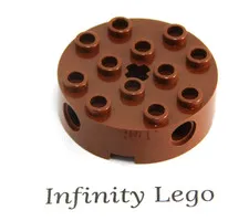 4 LEGO Reddish Brown Brick 4 x 4 Round with Center Axle Hole Turntable 6222