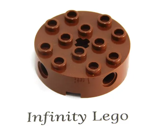 4 LEGO Reddish Brown Brick 4 x 4 Round with Center Axle Hole Turntable 6222