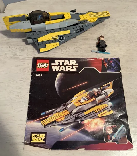 Lego #7669 ~ Anakin's Jedi Starfighter Set W/ 1 Minifig and Instructions see des