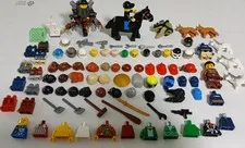 Lego Minifigure Lot Of Torso, Legs, Heads, Hats, Hair, Animals, Tools, 100 Items