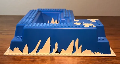 Lego Raised Base Plate Blue White Snow Mountain Ice Canyon Ramp Alpha Team #6983