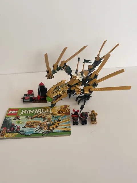 LEGO NINJAGO 70503  THE GOLDEN DRAGON NEARLY COMPLETE RARE RETIRED GOLDEN NINJA