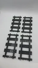 LEGO Train Track Dark Bluish Gray Straight Lot of 4