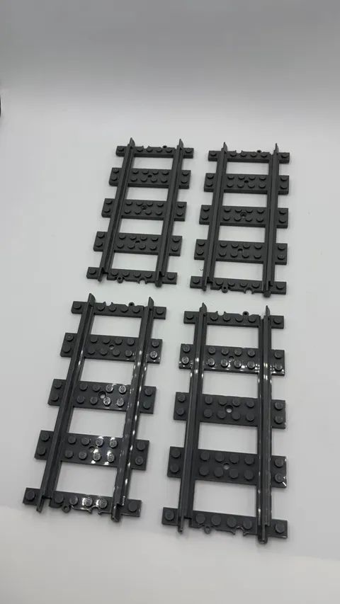 LEGO Train Track Dark Bluish Gray Straight Lot of 4