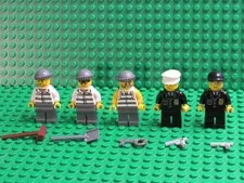 Lot of Town CITY Police LEGO Minifigures jail prisoner crook cuffs radio HK83
