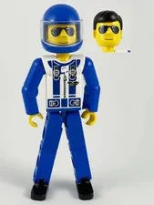LEGO® Minifigure Technic tech038a Technic Figure Blue Legs White Top w/Zipper an