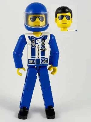LEGO® Minifigure Technic tech038a Technic Figure Blue Legs White Top w/Zipper an