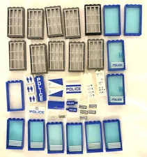 Genuine LEGO Police Parts Lot Windows Doors Jail Signs Computers City 45 Pc