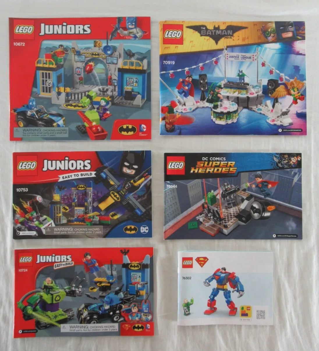 Lego DC Comics Super Heroes Mixed Lot of 6 Instruction Manuals Batman & Superman