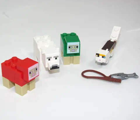 Lego Minifigure Minecraft Polar Bear Calico Cat Sheep Green Red Minesheep17 16q