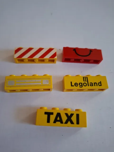No 291.  5 x Lego Basic 1x4 3010 Printed