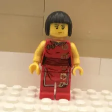LEGO Minifigures Minifigure w/ Red Outfit & Black Hair Plastic
